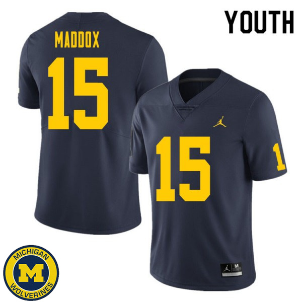 Youth Michigan Wolverines #15 Andy Maddox Navy College Game Jersey